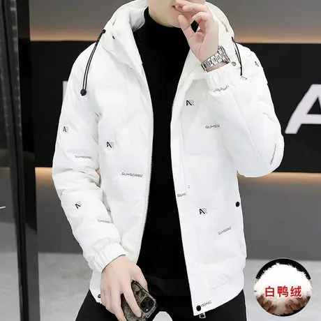 冬季百搭连帽羽绒服男士轻薄短款修身鸭绒休闲加厚外套防寒保暖潮图片