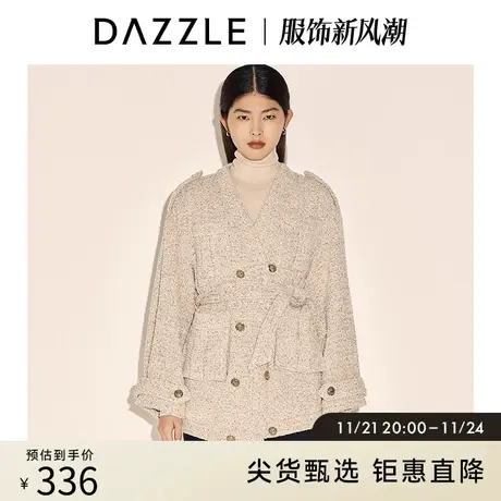 DAZZLE地素 奥莱春季坑条显瘦弹力高领打底针织衫女商品大图