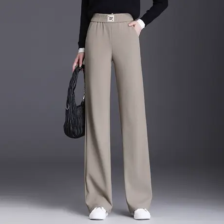 阔腿裤女2023秋季新款松紧腰垂感显瘦长裤子通勤百搭休闲裤直筒裤商品大图