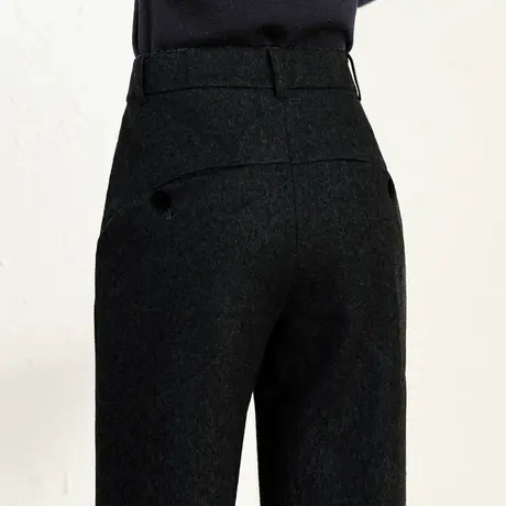 黑色毛呢裤女秋冬2024新款冬季羊毛裤子妈妈休闲九分萝卜裤哈伦裤商品大图