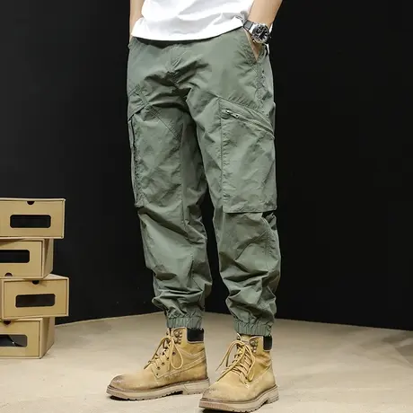 速干薄款工装裤男士春秋24新款宽松束脚大码潮牌休闲男裤春季冰丝图片