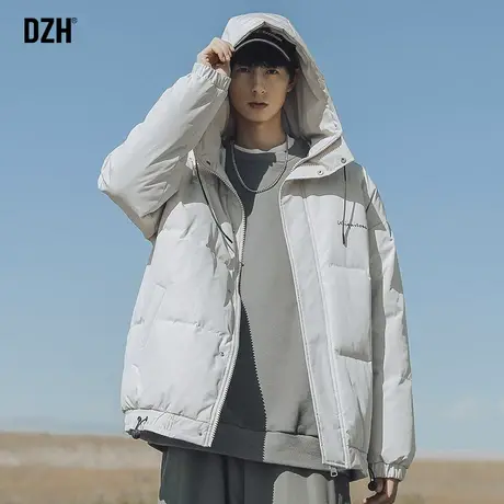 男士白色连帽棉服男韩版潮流冬季外套加绒加厚情侣装2023新款潮流商品大图