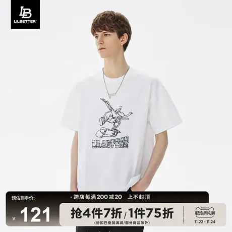 Lilbetter短袖男潮牌体恤宽松夏季新款半截袖圆领上衣街头嘻哈T恤商品大图