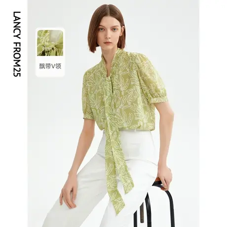 朗姿法式高级感显瘦泡泡袖内搭女士蕾丝衫雪纺衫上衣2023夏季新款图片