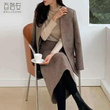百洛安时尚西装外套女2023秋冬新款气质通勤百搭宽松长袖西服上衣图片