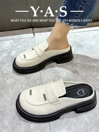 小个子乐福鞋女2024春季新款百搭复古英伦风黑色包头厚底小皮鞋潮商品大图