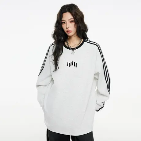 Nuthink美式加厚套头简约灰色卫衣男春季加绒国潮保暖打底衫上衣图片