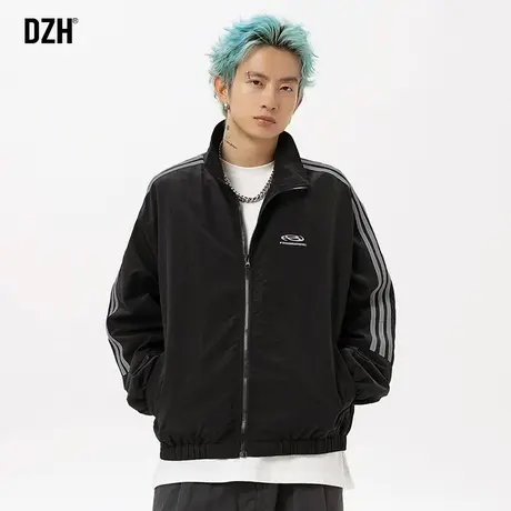 男生黑色立领外套男潮高级感百搭春季飞行员夹克2024新款休闲上衣商品大图