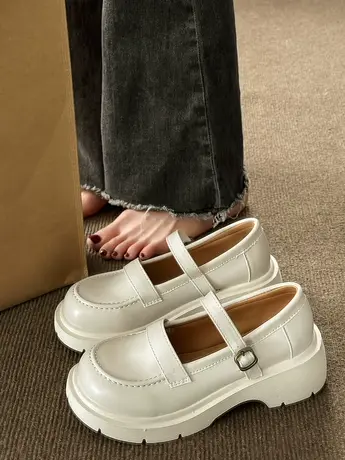 厚底法式小皮鞋女秋冬英伦风2024春季新款百搭JK日系黑色玛丽珍鞋商品大图