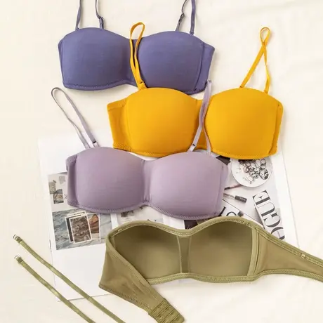 蹦迪文胸小胸聚拢女内衣夏薄款无钢圈无痕运动防下垂肩带胸罩抹胸商品大图