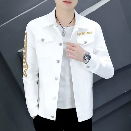 网红潮牌个性烫钻牛仔外套男士韩版纯棉褂子上衣春季新款帅气夹克商品大图