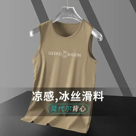 莫代尔棉背心男士夏季健身冰丝速干凉感运动坎肩小熊宽肩无袖t恤商品大图