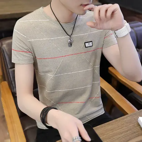 男士短袖T恤2023夏季新款潮流男装冰丝夏装ins潮牌半袖衣服体恤桖商品大图