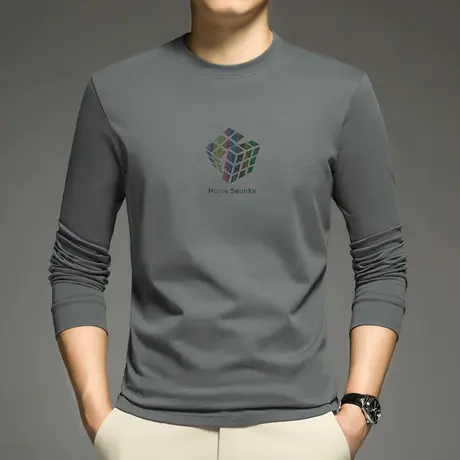 重磅纯棉长袖t恤男卫衣摇粒绒加绒加厚内搭打底衫潮流全棉秋衣服图片