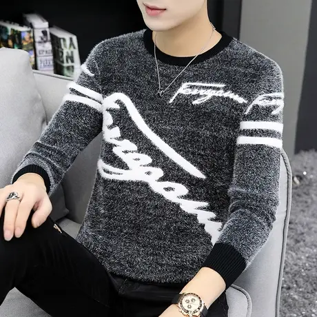秋冬季2023男士韩版圆领保暖毛衣男加厚打底针织衫毛衫毛线衣衣服商品大图