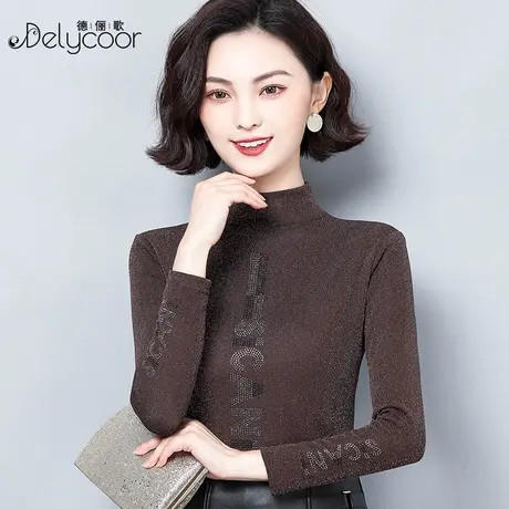 网纱打底衫女春秋2023新款百搭加绒加厚小衫内搭洋气高领蕾丝上衣商品大图