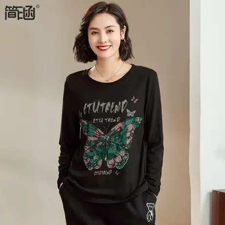 大码打底衫加绒秋衣T恤上衣简涵高端轻奢贵夫人2022年秋冬新款图片