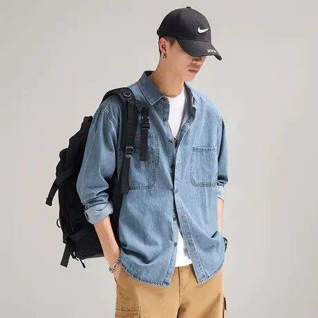 Modi Nick/摩帝尼克复古男士外套不规则叠层口袋男士休闲宽松衬衫商品大图