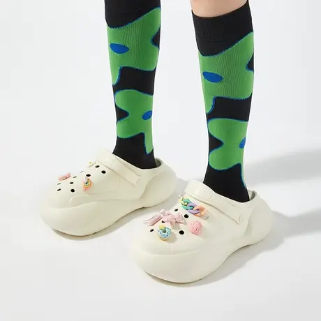 洞洞鞋女夏季ins潮时尚外穿包头可爱卡通防滑厚底高跟沙滩凉拖鞋商品大图