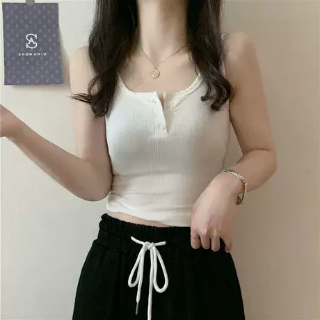 网红爆款美背短款吊带运动背心女夏内搭打底设计感小众上衣外穿潮图片