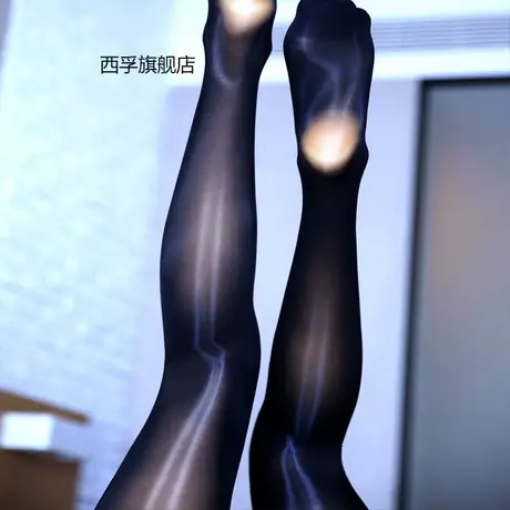 马油袜100%油亮光滑高级感亮丝反光大码8d薄款夏季黑丝连裤袜女商品大图