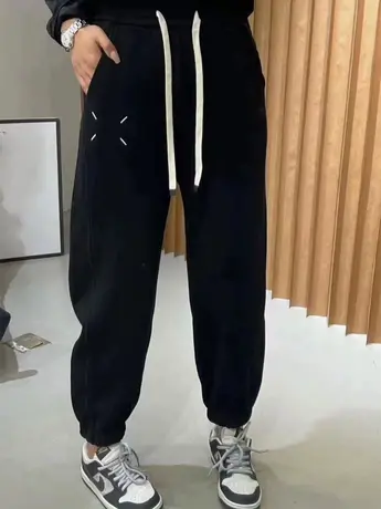 2023秋冬新款加绒卫裤女冬季灰色运动裤宽松束脚加厚抽绳休闲裤商品大图