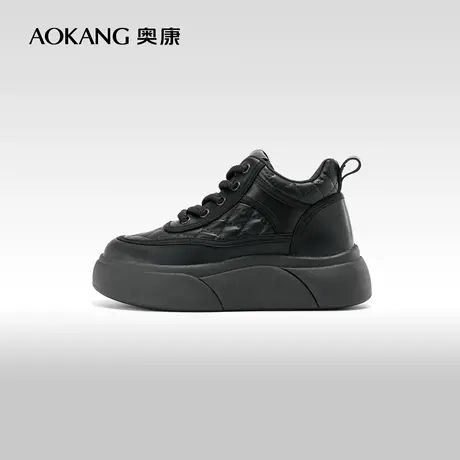奥康女鞋 2023秋季新款潮流拼色面包鞋圆头简约厚底运动休闲鞋图片