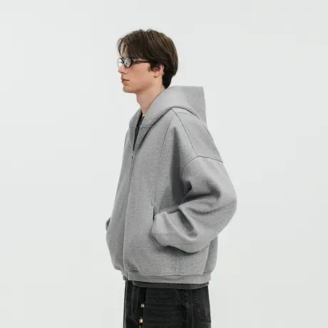 Lilbetter重磅500g廓形连帽开衫卫衣2025春季简约通勤宽松外套男图片