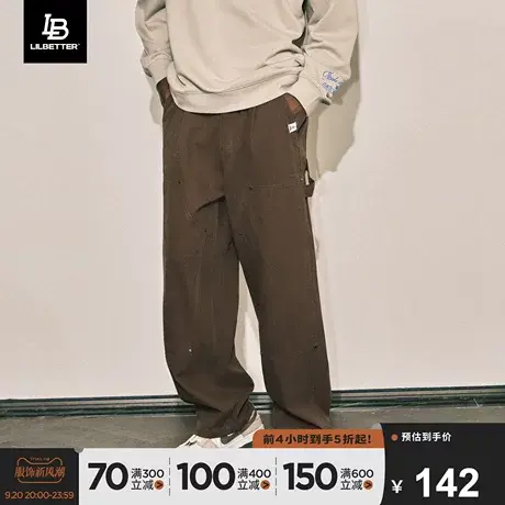 Lilbetter双膝伐木裤男美式休闲长裤秋款工装裤复古阔腿直筒裤子图片