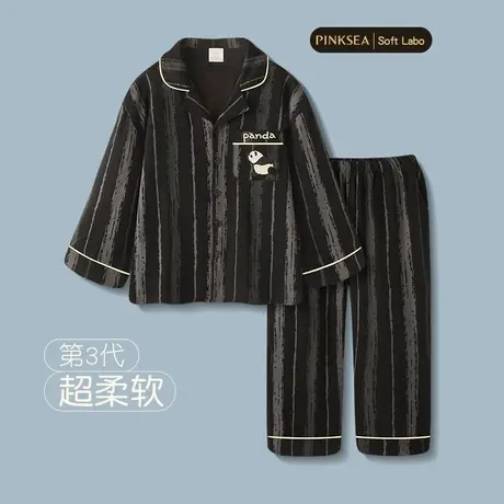 睡衣男春秋高级感纯棉长袖长裤大码家居服2025新款熊猫可外穿套装商品大图