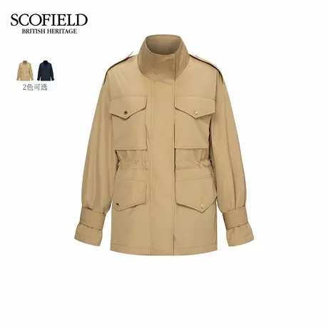 Scofield女装工装休闲立领棉服腰部抽绳可拆卸内胆2025冬季新品商品大图