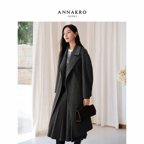 【真我系列】玖姿安娜蔻极简ROW风羊毛双面呢大衣女2025冬季新款图片