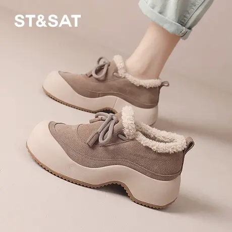 星期六勃肯鞋冬女2024冬季新款女鞋秋冬爆款鞋子加绒厚底全包棉鞋图片