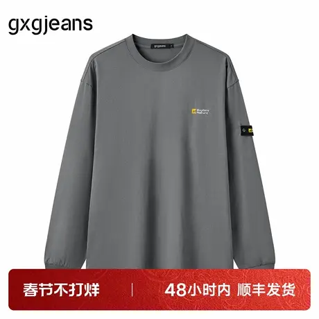 gxg.jeans男装  撞色印花工装机能风宽松圆领长袖T恤 25年秋新品商品大图