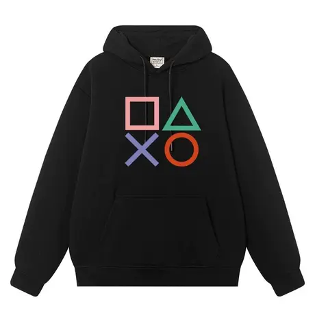 秀洛索尼ps5游戏机周边文字秋连帽男女复古美式卫衣外衣服外套图片