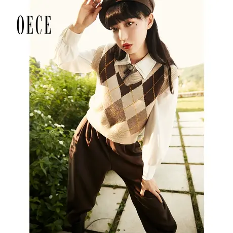 Oece复古休闲裤长裤秋冬季新款女装韩版小脚裤百搭哈伦裤裤子图片