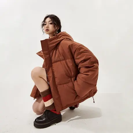 复古美拉德穿搭连帽棉服女冬季加厚外套2023年新款宽松面包服棉衣图片