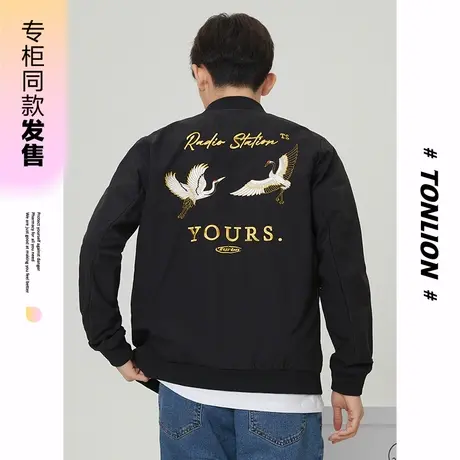 [商场同款]唐狮春秋季男夹克外套时尚后背绣花上衣休闲百搭棒球商品大图