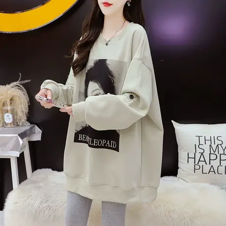 加绒加厚卫衣女中长款2023新款秋冬季爆款洋气减龄宽松慵懒风上衣图片