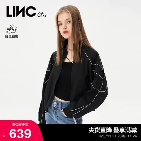 LINCCHIC金羽杰外套女新款短款外套夹克外套女春秋S231JK113Y商品大图