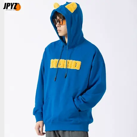 春秋新款复古潮牌情侣卫衣男潮ins潮牌连帽宽松青少年外套男衣服图片