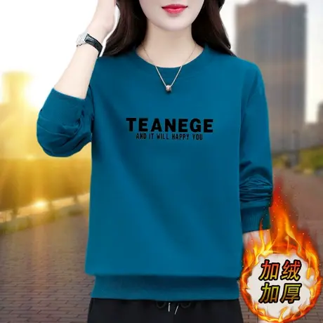 恋上17号圆领卫衣女秋冬季2022新款时尚大码爆款加绒加厚中年妈妈商品大图