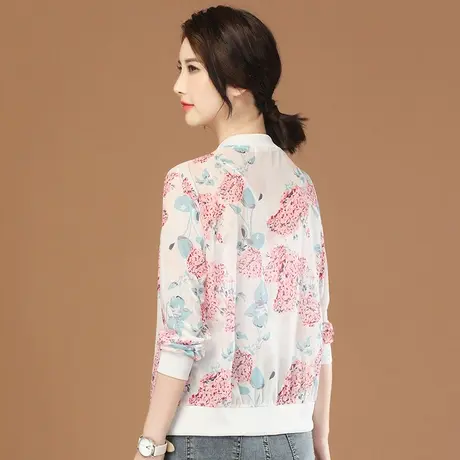 韩潮袭人立领长袖印花薄款短外套女2024夏新款宽松休闲空调防晒衣图片