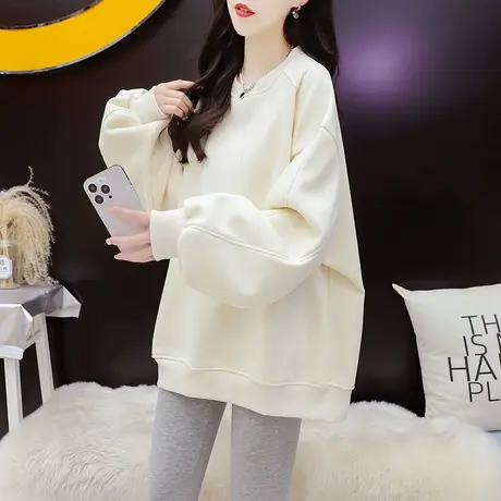 加绒加厚卫衣外套女2024新款春季爆款时尚洋气宽松慵懒风百搭上衣商品大图