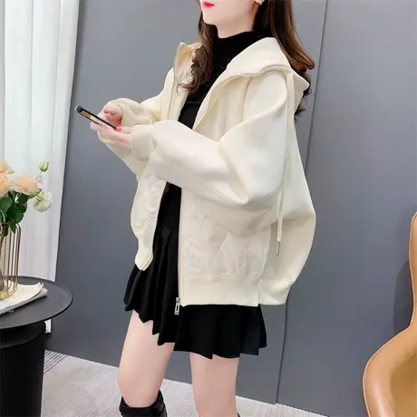设计感加厚夹棉卫衣开衫女冬季2023新款宽松时尚休闲百搭外套上衣商品大图