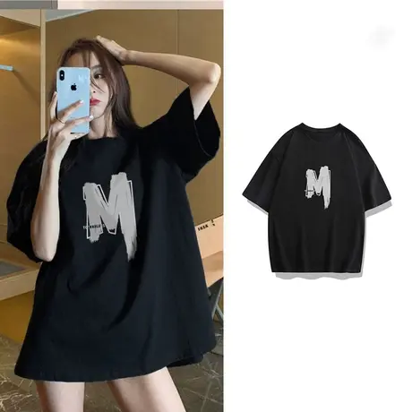 爆款别致大码女装夏季薄款半袖胖妹妹纯棉宽松T恤短袖潮显瘦休闲图片