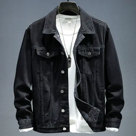 男装新款外套男ins痞帅工装服牛仔夹克男士宽松舒适时尚牛仔上衣图片