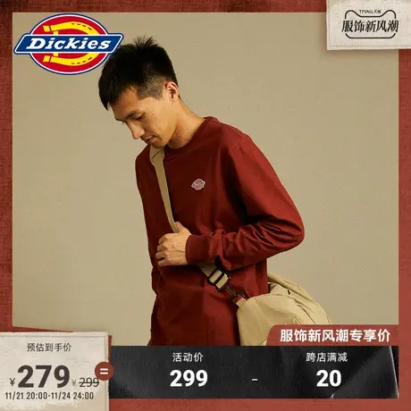 Dickies春夏男女情侣工装新三色牛领logo汗布长袖T恤内搭商品大图