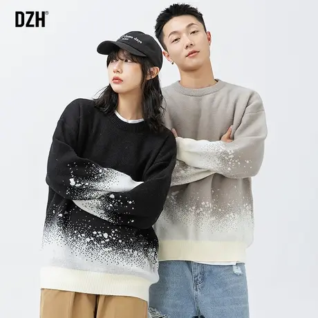 男士渐变色圆领毛衣男冬季加厚慵懒高级感打底衫2023新款针织衫男图片