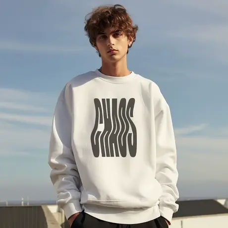 加肥加大码圆领美式重磅胖子男装加绒加厚宽松胖子卫衣秋冬季男款商品大图